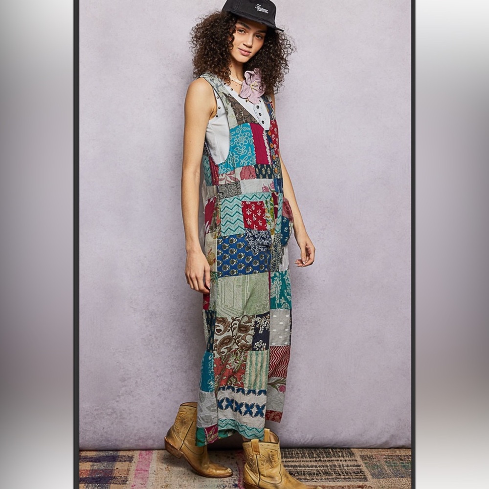 POL Patchwork Maxi Jumpsuit in Multicolor - Picture 4 of 8
